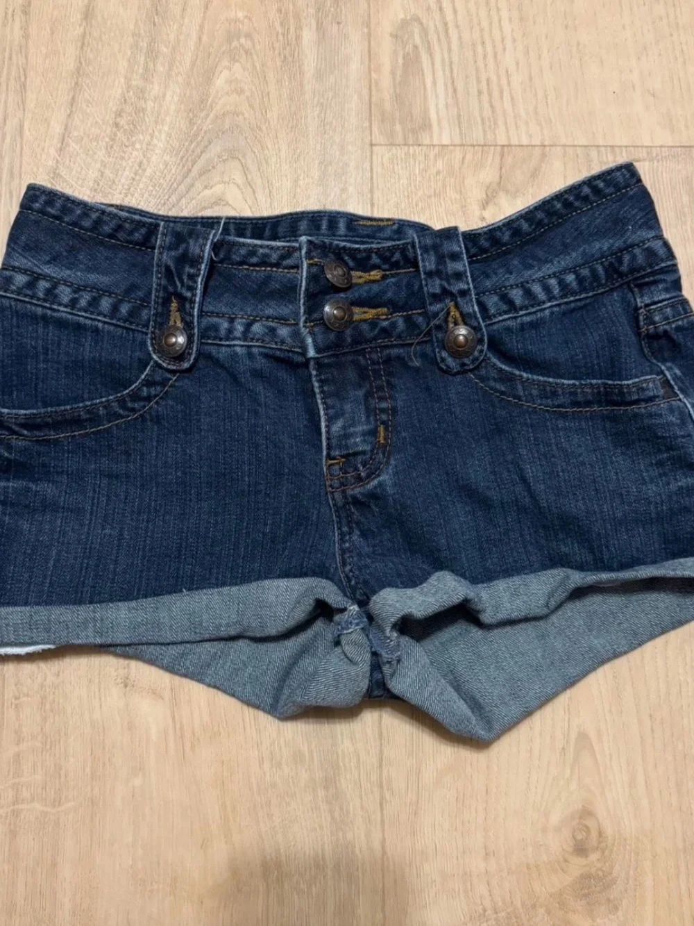 Dark Wash Denim Women’s Shorts - Classic Double Button Front